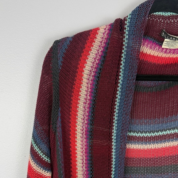 Billabong Boho Striped Open Front Fringe High-Low Hem Cardigan Sweater - Size M - Picture 7 of 14
